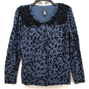 Covington Sweater Women's Size M Blue Long Sleeve Cardigan Top